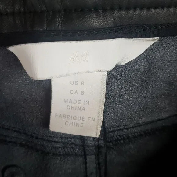 H&M Women's 8 Black Faux Leather Pants - Picture 8 of 13